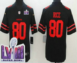 Men's San Francisco 49ers #80 Jerry Rice Limited Black LVIII Super Bowl Vapor Jersey