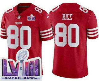 Men's San Francisco 49ers #80 Jerry Rice Limited Red LVIII Super Bowl Vapor Jersey