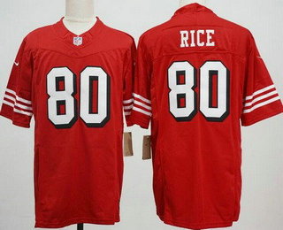 Men's San Francisco 49ers #80 Jerry Rice Limited Red Throwback FUSE Vapor Jersey