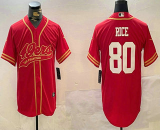 Men's San Francisco 49ers #80 Jerry Rice Red 2024 Cool Base Stitched Baseball Jersey