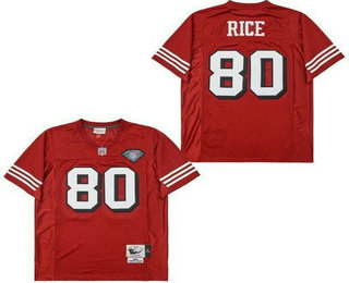 Men's San Francisco 49ers #80 Jerry Rice Red 75th 1994 Throwback Jersey