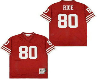 Men's San Francisco 49ers #80 Jerry Rice Red Throwback Jersey