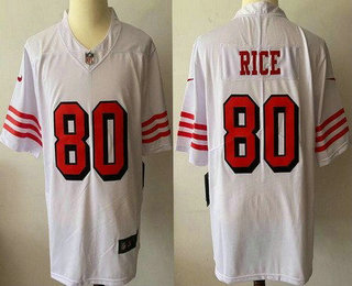 Men's San Francisco 49ers #80 Jerry Rice White New 2021 Color Rush Vapor Untouchable Limited Jersey