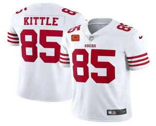 Men's San Francisco 49ers #85 George Kittle 2022 White With 1 star C Patch Vapor Untouchable Limited Stitched Football Jersey