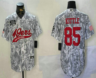 Men's San Francisco 49ers #85 George Kittle Arctic Camo 2024 Salute to Service Stitched Baseball Jersey