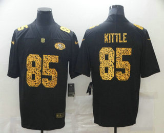 Men's San Francisco 49ers #85 George Kittle Black 2020 Nike Flocked Leopard Print Vapor Limited NFL Jersey