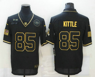 Men's San Francisco 49ers #85 George Kittle Black Gold 2020 Salute To Service Stitched NFL Nike Limited Jersey