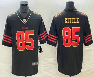 Men's San Francisco 49ers #85 George Kittle Black Gold Fashion Vapor Limited Stitched Jersey