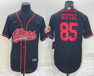 Men's San Francisco 49ers #85 George Kittle Black Stitched Cool Base Nike Baseball Jersey