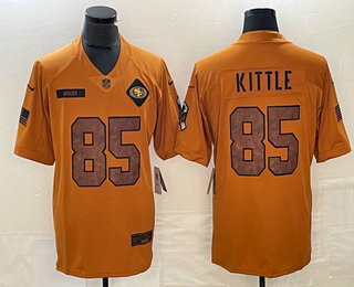 Men's San Francisco 49ers #85 George Kittle Brown 2023 Salute To Service Limited Stitched Jersey