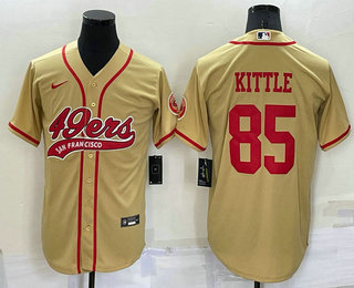 Men's San Francisco 49ers #85 George Kittle Gold Stitched Cool Base Nike Baseball Jersey