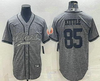 Men's San Francisco 49ers #85 George Kittle Grey Gridiron With Patch Cool Base Stitched Baseball Jersey