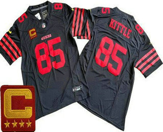 Men's San Francisco 49ers #85 George Kittle Limited Black C Patch FUSE Vapor Jersey