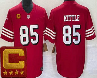 Men's San Francisco 49ers #85 George Kittle Limited Red Alternate C Patch FUSE Vapor Jersey