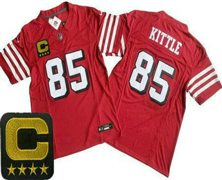 Men's San Francisco 49ers #85 George Kittle Limited Red Alternate C Patch FUSE Vapor Jersey