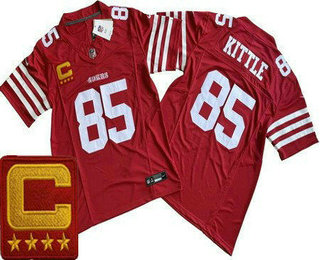 Men's San Francisco 49ers #85 George Kittle Limited Red C Patch FUSE Vapor Jersey