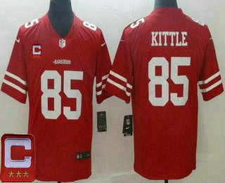 Men's San Francisco 49ers #85 George Kittle Limited Red Captain Patch Vapor Untouchable Jersey