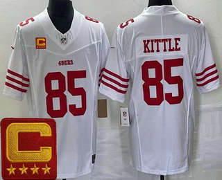 Men's San Francisco 49ers #85 George Kittle Limited White 2023 C Patch FUSE Vapor Jerse