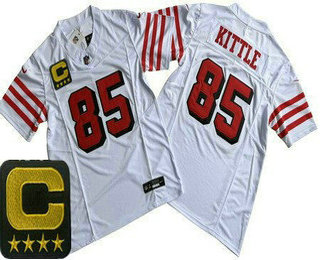 Men's San Francisco 49ers #85 George Kittle Limited White Alternate C Patch FUSE Vapor Jersey