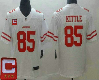 Men's San Francisco 49ers #85 George Kittle Limited White Captain Patch Vapor Untouchable Jersey