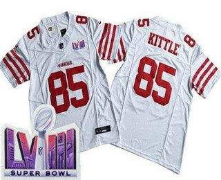 Men's San Francisco 49ers #85 George Kittle Limited White FUSE LVIII Super Bowl Vapor Jersey