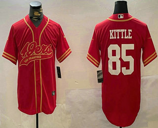 Men's San Francisco 49ers #85 George Kittle Red 2024 Cool Base Stitched Baseball Jersey