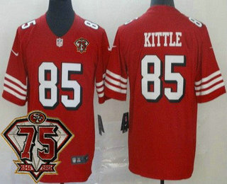 Men's San Francisco 49ers #85 George Kittle Red 75th 2021 Color Rush Vapor Untouchable Limited Jersey