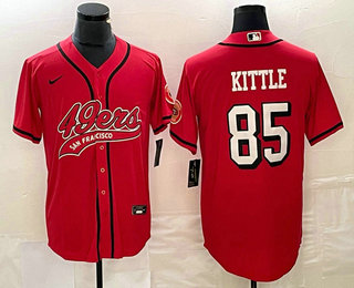 Men's San Francisco 49ers #85 George Kittle Red Color Rush With Patch Cool Base Stitched Baseball Jersey