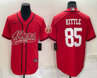 Men's San Francisco 49ers #85 George Kittle Red Stitched Cool Base Nike Baseball Jersey