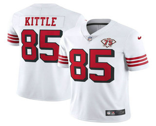 Men's San Francisco 49ers #85 George Kittle White 75th 2021 Color Rush Vapor Untouchable Limited Jersey