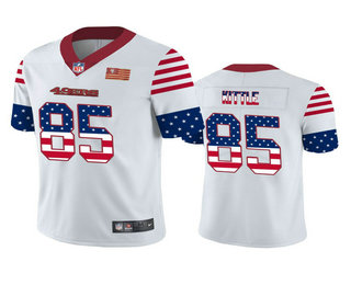 Men's San Francisco 49ers #85 George Kittle White Independence Day Stars & Stripes Jersey