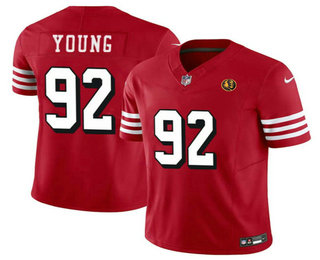 Men's San Francisco 49ers #92 Chase Young John Madden Patch Red 2023 FUSE Color Rush Vapor Limited Jersey