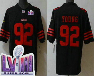 Men's San Francisco 49ers #92 Chase Young Limited Black FUSE LVIII Super Bowl Vapor Jersey