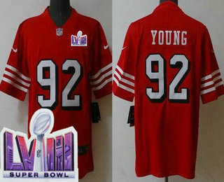 Men's San Francisco 49ers #92 Chase Young Limited Red Throwback FUSE LVIII Super Bowl Vapor Jersey