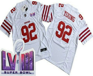 Men's San Francisco 49ers #92 Chase Young Limited White FUSE LVIII Super Bowl Vapor Jersey
