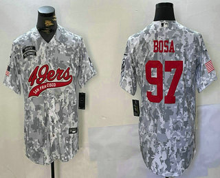 Men's San Francisco 49ers #97 Nick Bosa Arctic Camo 2024 Salute to Service Stitched Baseball Jersey