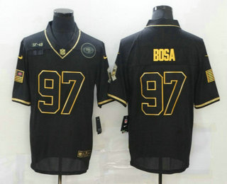 Men's San Francisco 49ers #97 Nick Bosa Black Gold 2020 Salute To Service Stitched NFL Nike Limited Jersey