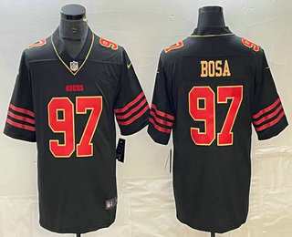 Men's San Francisco 49ers #97 Nick Bosa Black Gold Fashion Vapor Limited Stitched Jersey