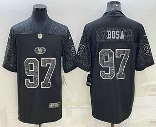 Men's San Francisco 49ers #97 Nick Bosa Black Reflective Limited Stitched Football Jersey