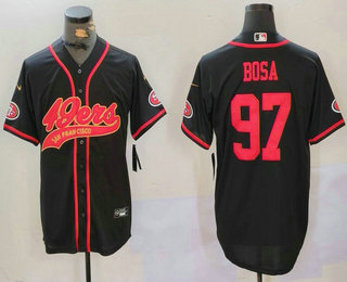 Men's San Francisco 49ers #97 Nick Bosa Black With Patch Cool Base Stitched Baseball Jersey