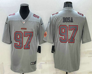 Men's San Francisco 49ers #97 Nick Bosa LOGO Grey Atmosphere Fashion 2022 Vapor Untouchable Stitched Limited Jersey