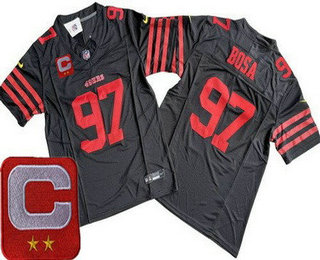 Men's San Francisco 49ers #97 Nick Bosa Limited Black C Patch FUSE Vapor Jersey