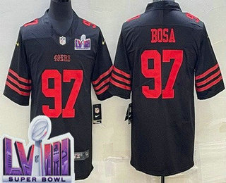 Men's San Francisco 49ers #97 Nick Bosa Limited Black LVIII Super Bowl Vapor Jersey