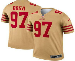 Men's San Francisco 49ers #97 Nick Bosa Limited Gold Inverted 2022 Vapor Jersey