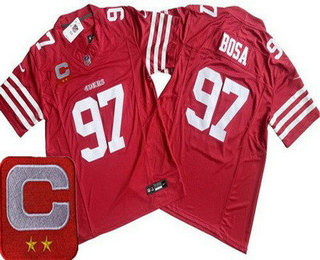 Men's San Francisco 49ers #97 Nick Bosa Limited Red C Patch FUSE Vapor Jersey