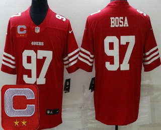 Men's San Francisco 49ers #97 Nick Bosa Limited Red C Patch Vapor Jersey