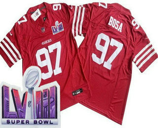 Men's San Francisco 49ers #97 Nick Bosa Limited Red FUSE LVIII Super Bowl Vapor Jersey