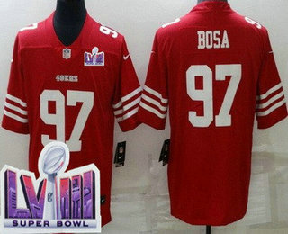 Men's San Francisco 49ers #97 Nick Bosa Limited Red LVIII Super Bowl Vapor Jersey