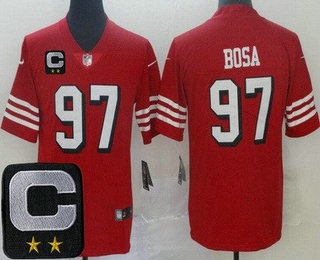 Men's San Francisco 49ers #97 Nick Bosa Limited Red Throwback C Patch Vapor Jersey