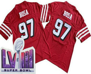 Men's San Francisco 49ers #97 Nick Bosa Limited Red Throwback FUSE LVIII Super Bowl Vapor Jersey
